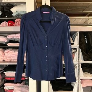Smart Set Navy Blue Long Sleeve Dress Shirt